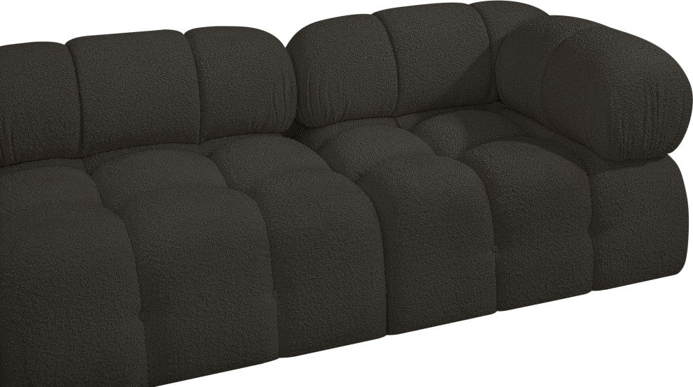 Ames Boucle Fabric L-Shaped Modular Sectional, Brown, 5-Piece: 2 Armless Chair, 2 Corner Chair, 1 Ottoman