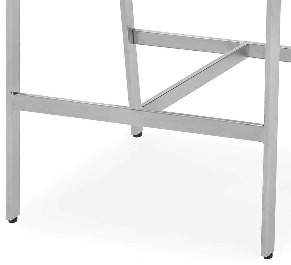 Eliza Leatherette Counter Stool With Polished Stainless Steel Legs, White