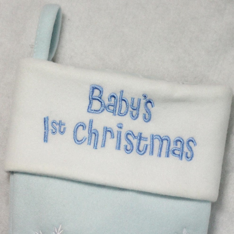 "Baby's 1st Christmas" Embroidered Teddy Bear Stocking, 19"