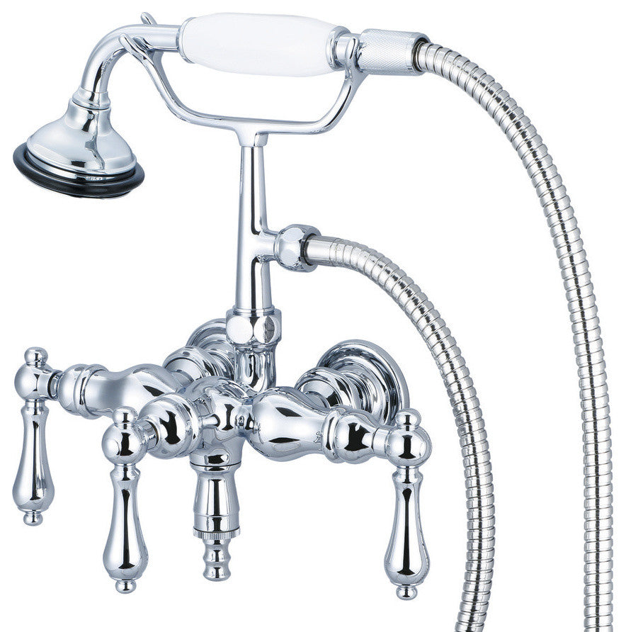 Vintage Classic 3-3/8" Center Wall Mount Tub Faucet & Handshower, Lever handles
