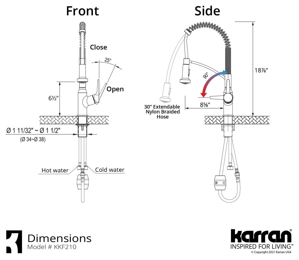 Karran Single-Handle Pull-Down Sprayer Kitchen Faucet, Brushed Gold