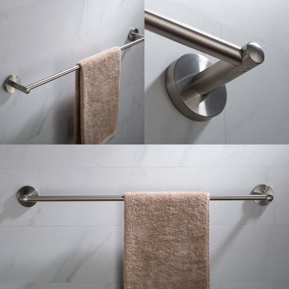 4-in-1 Elie Bath Hardware Set Towel Bar, Ring, Paper Holder, Hook Brushed Nickel
