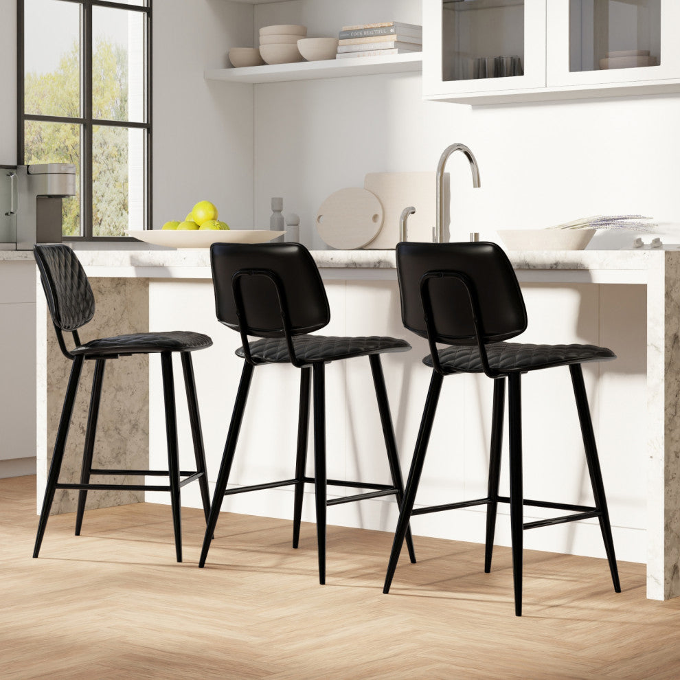 Raya Counter Height Stool, Set of 2, Black