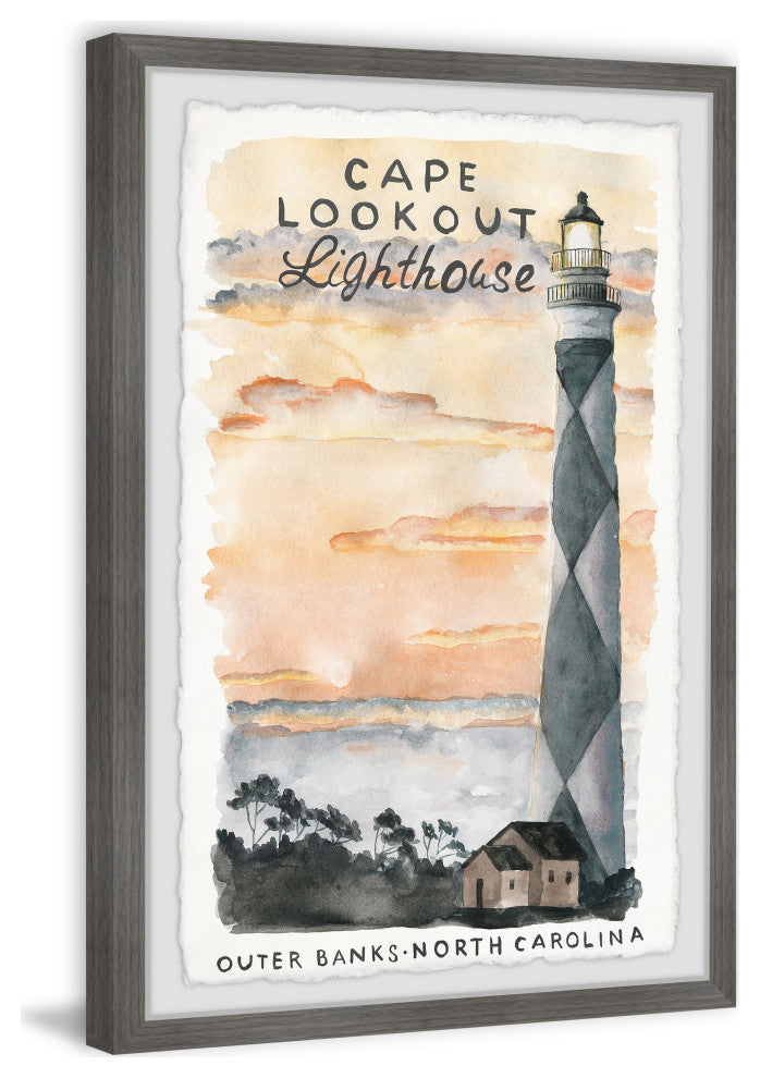 "Lookout Lighthouse" Framed Painting Print, 16x24