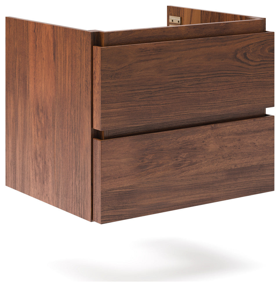 Formosa Wall Hung Modern Bathroom Cabinet, Warm Walnut, 23"