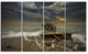 "Ruined Wooden Pier For Boats At Sunset" Sea Bridge Wall Art, 4 Panels, 48"x28"