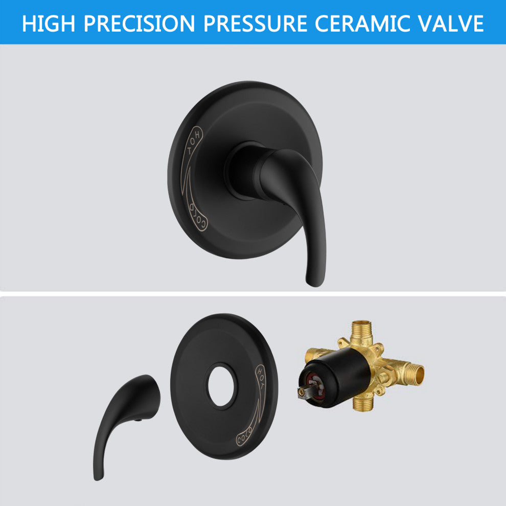 5-Spray High Pressure Shower Set With Rough-in Valve, Matte Black