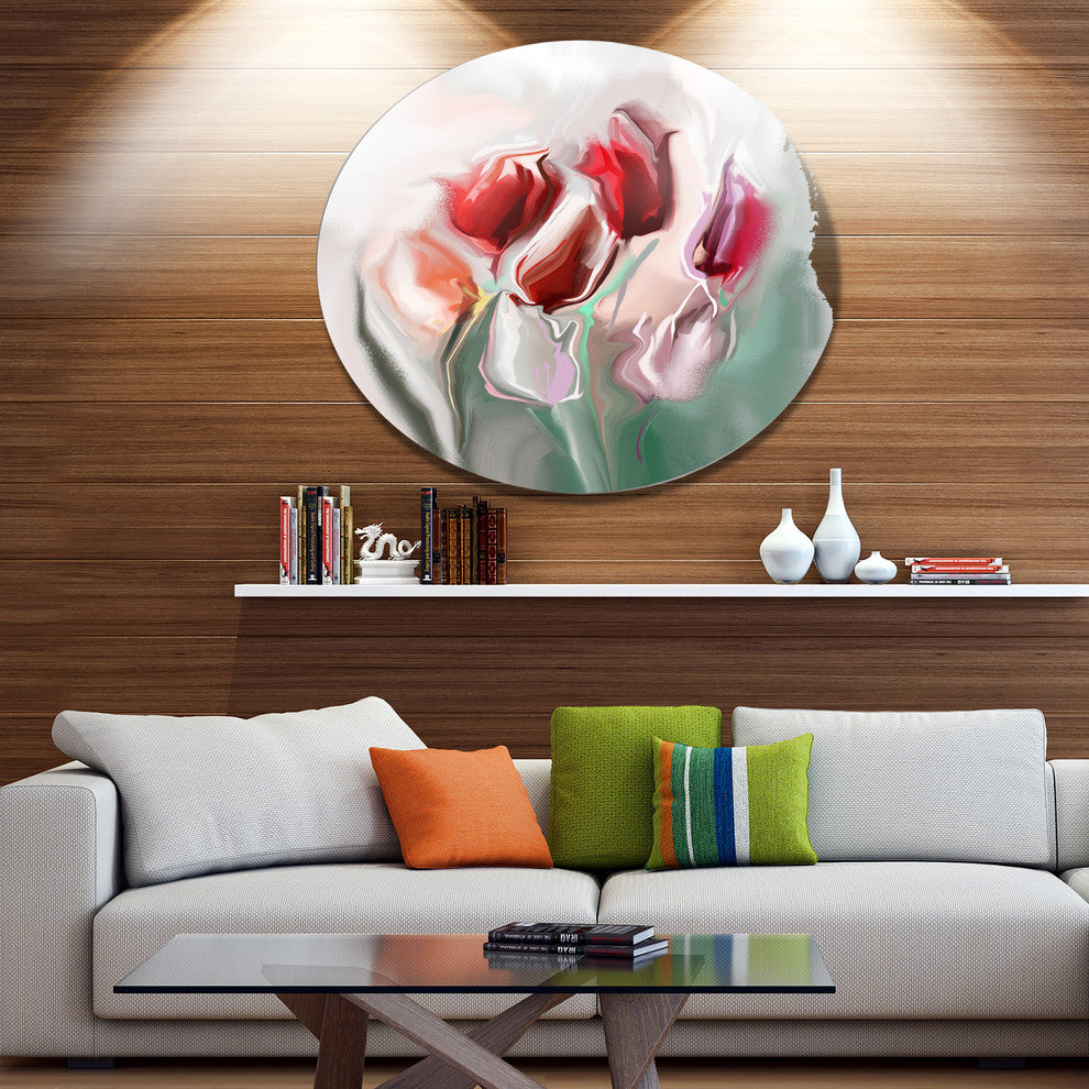 Floral Watercolor Illustration, Animal Round Wall Art, 23"