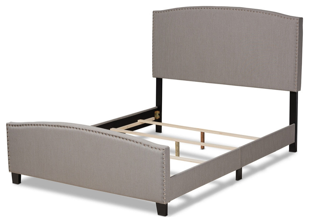 Modern Transitional Grey Fabric Upholstered Full Size Panel Bed