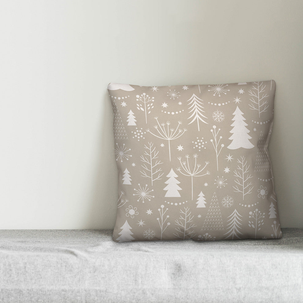 Winter Christmas Tree Pattern 18"x18" Throw Pillow Cover