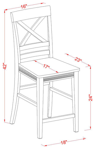 5 Pc Counter Height Dining Set -Pub Table And 4 Dining Chairs