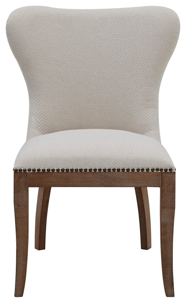 Dorsey Dining Side Chair Drift Wood Legs, Set of 2, Cardiff Cream, Fabric