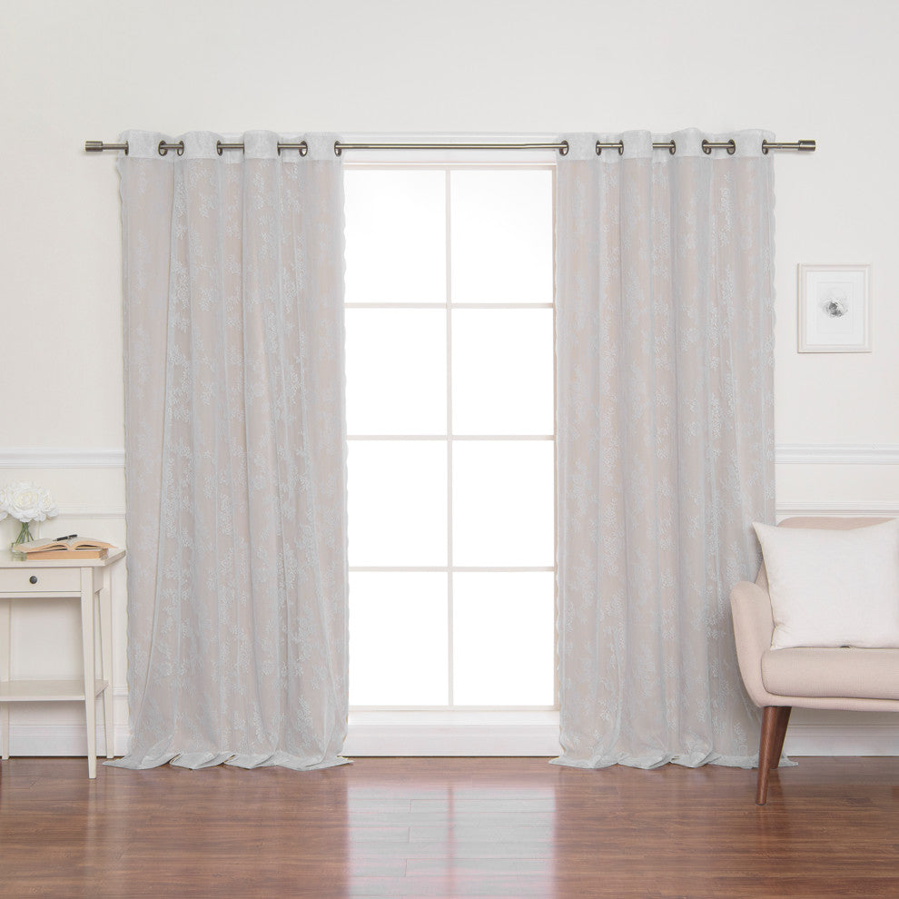 Rose Sheers and Blackout Curtains, Beige, 52"x96"