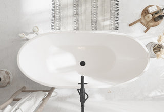 Igor 67" Soaking Bathtub, Glossy White With Matte Black Trim