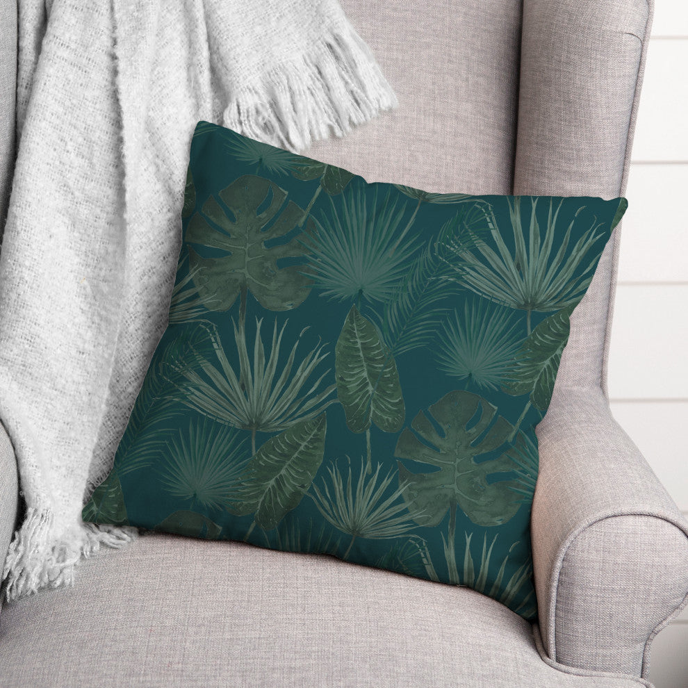 Tropical Palm Blue 18x18 Spun Poly Pillow
