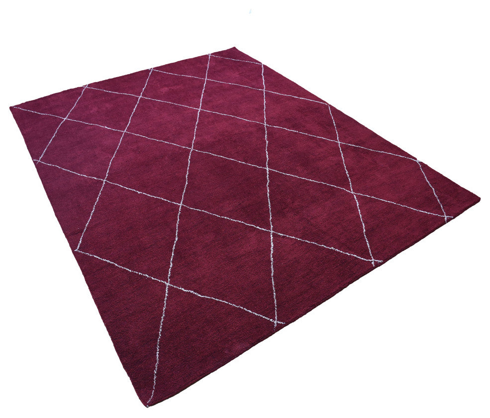 HAND KNOTTED LOOM SILK ECO-FRIENDLY AREA RUGS -8'x10',Rectangle,Red,Contemporary