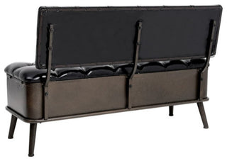 vidaXL Storage Bench Storage Bench for Entryway with Backrest Black Faux Leather