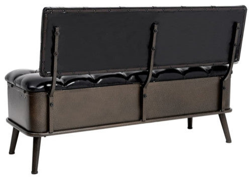 vidaXL Storage Bench Storage Bench for Entryway with Backrest Black Faux Leather