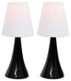 Valencia Color 2-Pack Mini Touch Table Lamps Set With Fabric Shade, Black White