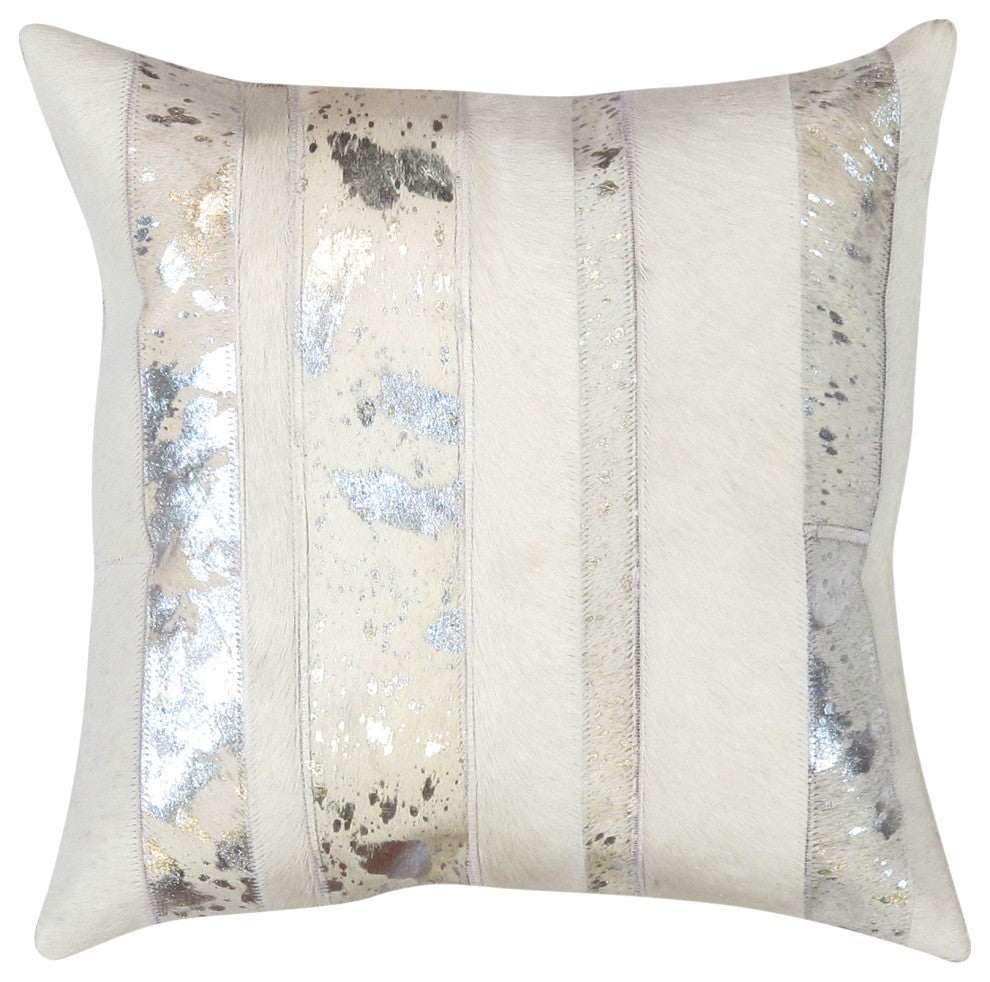 Safari Cowhide Silver/Ivory Decorative Pillow