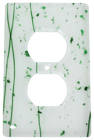 Wall Plate Receptacle, Green Mardi Gras on White, 3x5