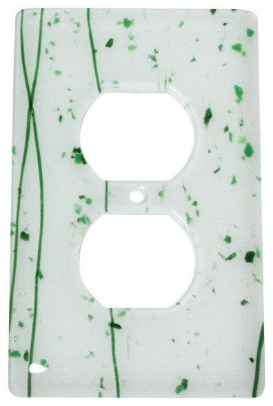 Wall Plate Receptacle, Green Mardi Gras on White, 3x5