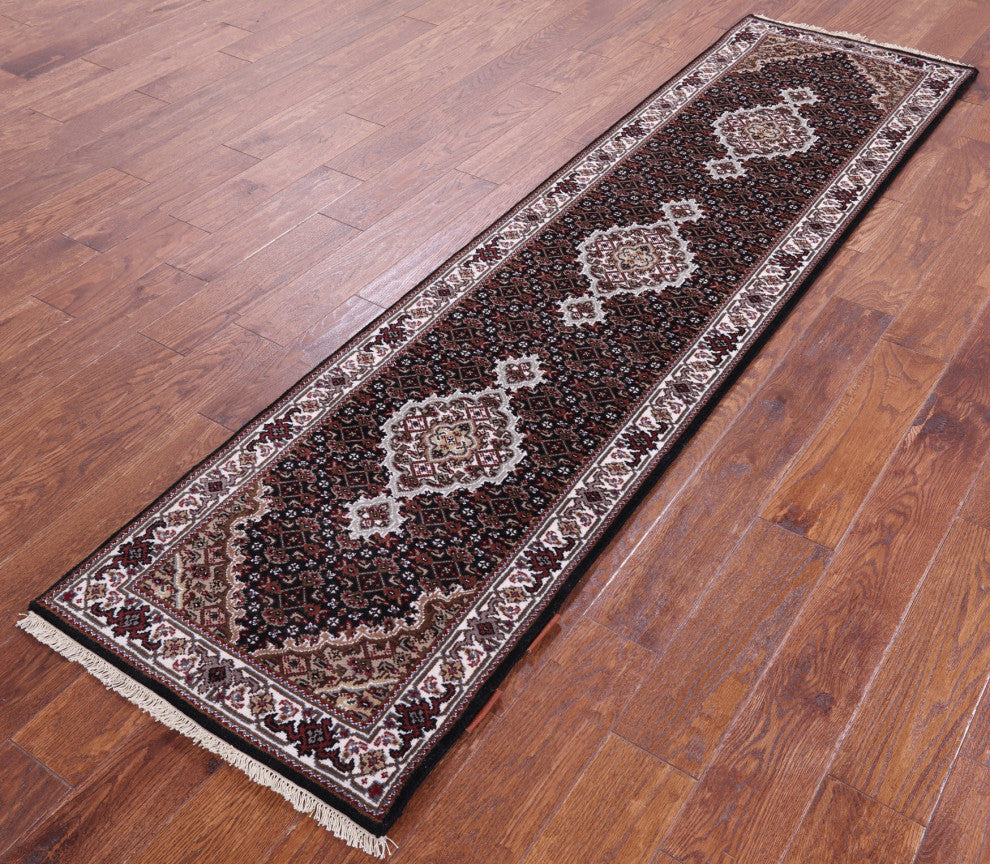 2' 2" X 8' 3" Runner Handmade Persian Tabriz Wool & Silk Rug - Q13043