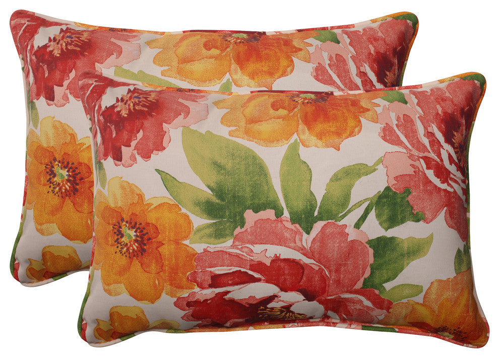 Primro Orange Oversized Rectangle Throw Pillow, Set of 2