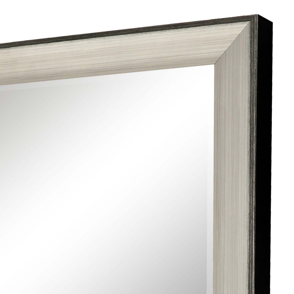 Framed Beveled Mirror, Metallic, 28"x40"