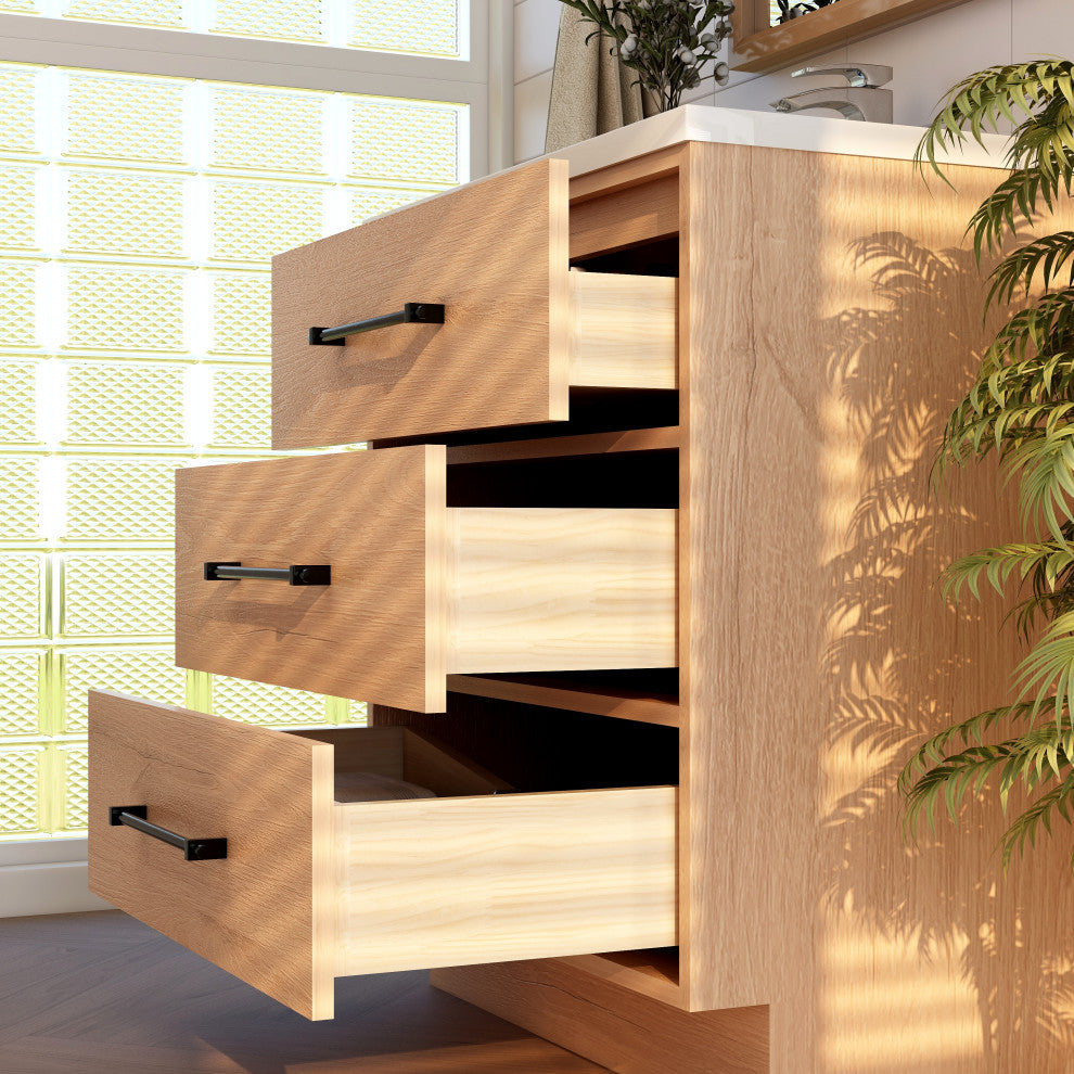 Victoria 30" Solid Wood Bath Vanity, Red Oak