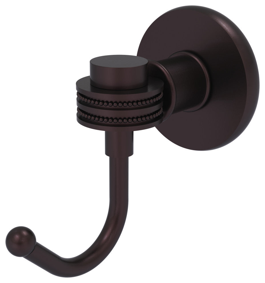 Continental Robe Hook With Dotted Accents, Antique Bronze