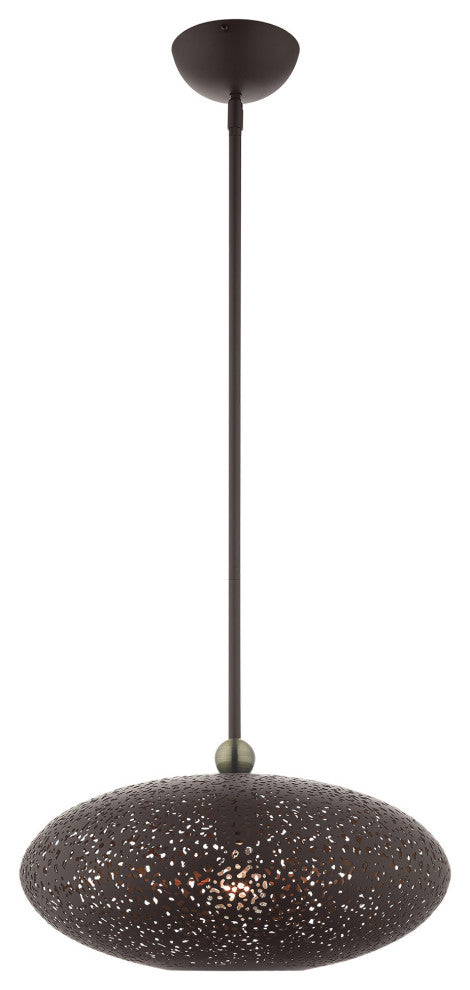 Livex Lighting Charlton 1 Light Bronze With Antique Brass Accents Medium Pendant
