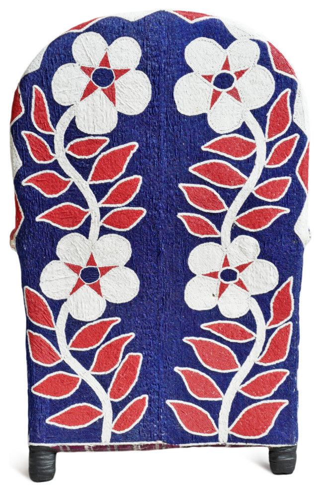 Red White and Blue Floral Beaded Chair