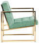 Tufted Accent Armchair with Gold Sled Base Lexington Series, Turquoise