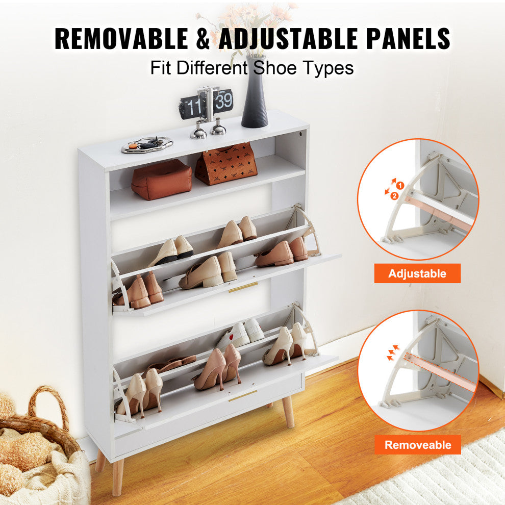 VEVOR Shoe Cabinet with 2 Flip Drawers Shoe Storage Cabinet for Entryway