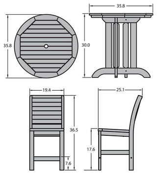 Weatherly 3-Piece Round Dining Set, Federal Blue