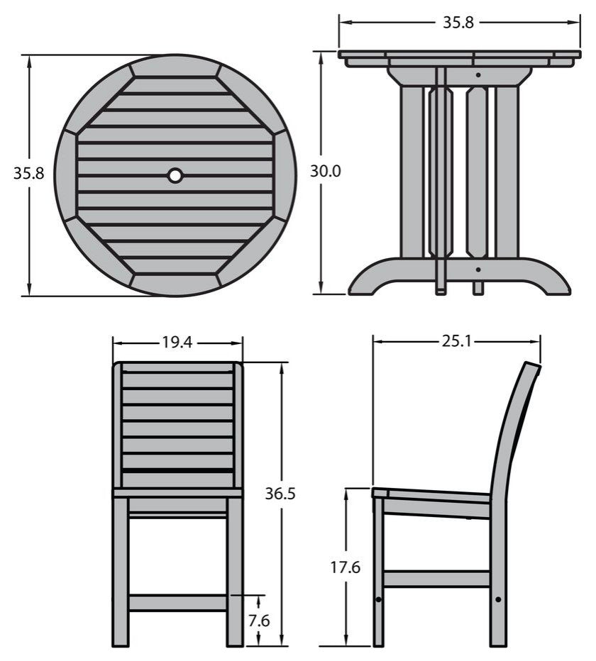 Weatherly 3-Piece Round Dining Set, Federal Blue