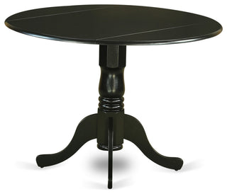 5Pc Round 42" Kitchen Table, Two 9-Inch Drop Leaves, Four Parson Chair