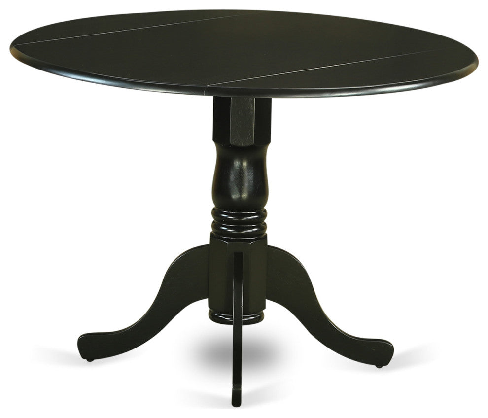 5Pc Round 42" Kitchen Table, Two 9-Inch Drop Leaves, Four Parson Chair