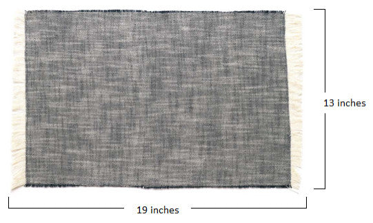 Set of Eight Dark Blue Woven Textured Placemats