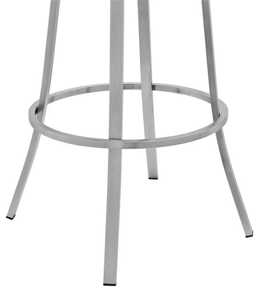 Pemberly Row 30" Modern Metal and Faux Leather Swivel Bar Stool in Gray