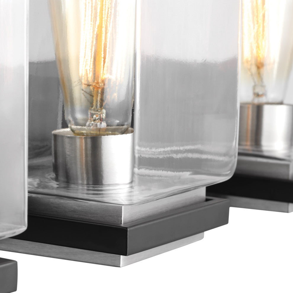 Crossroads 3-Light Vanity, Matte Black With Clear Glass