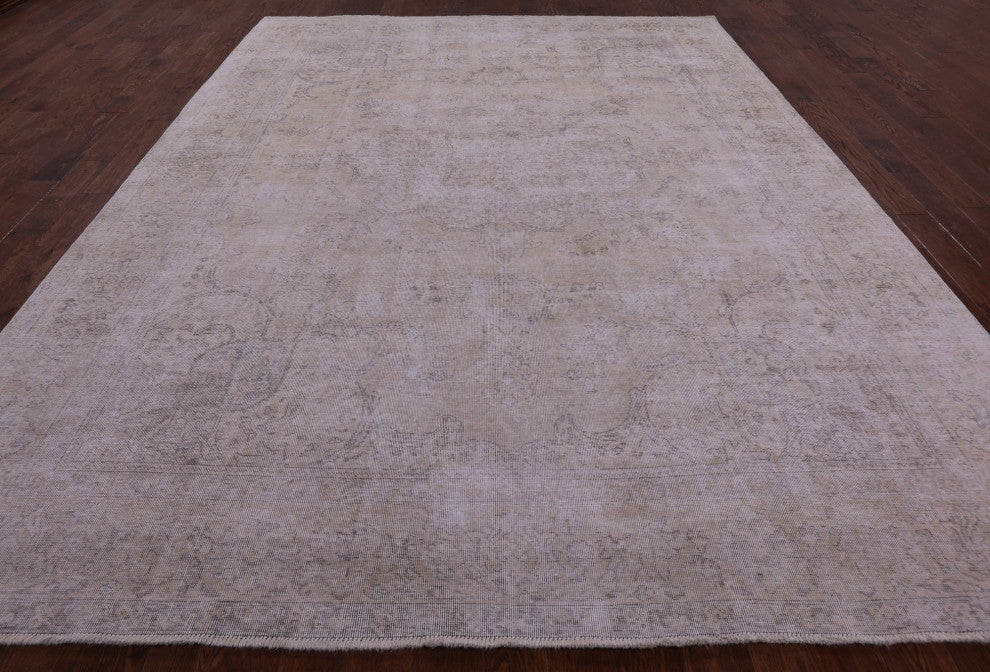 9' 7" X 12' 3" Hand Knotted Persian Vintage White Wash Rug Q4647