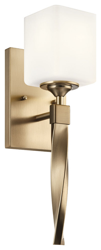 Marette 5" 1 Light Sconce, Satin Etched Opal Glass, Champagne Bronze