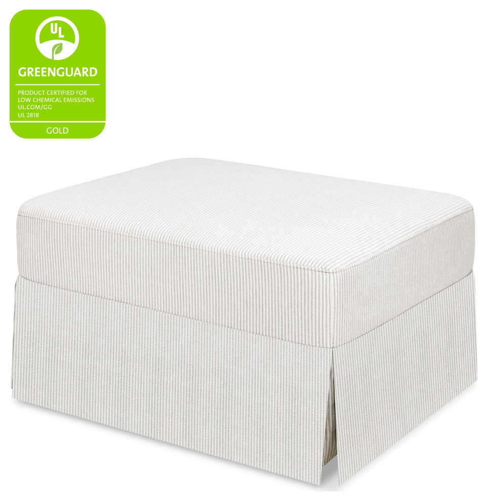 Crawford Gliding Ottoman, Fog Chatham Stripe Performance Eco-Weave