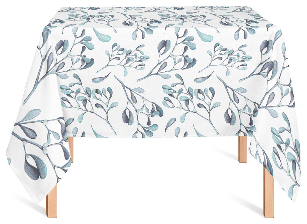 Watercolor Leaves And Berries Blue 2 58x58 Tablecloth
