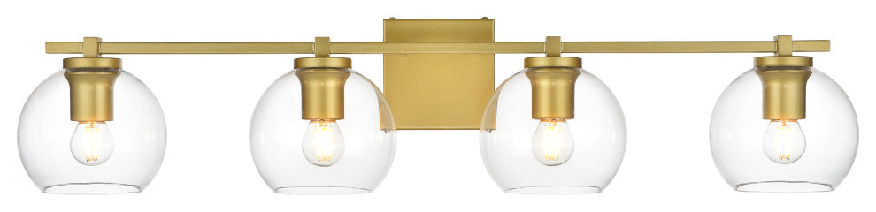 4 Light Brass And Clear Bath Sconce