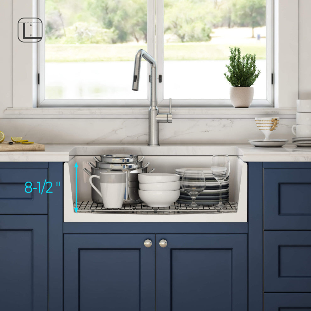 Pure 24" Fireclay Farmhouse Apron Front Kitchen Sink