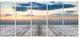 Wooden Board at Sunset Seashore, Modern Canvas Art Print, 60"x28", 5 Panels