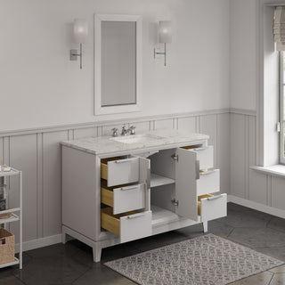 Elizabeth 48" Single Sink Carrara White Marble Vanity, Pure White
